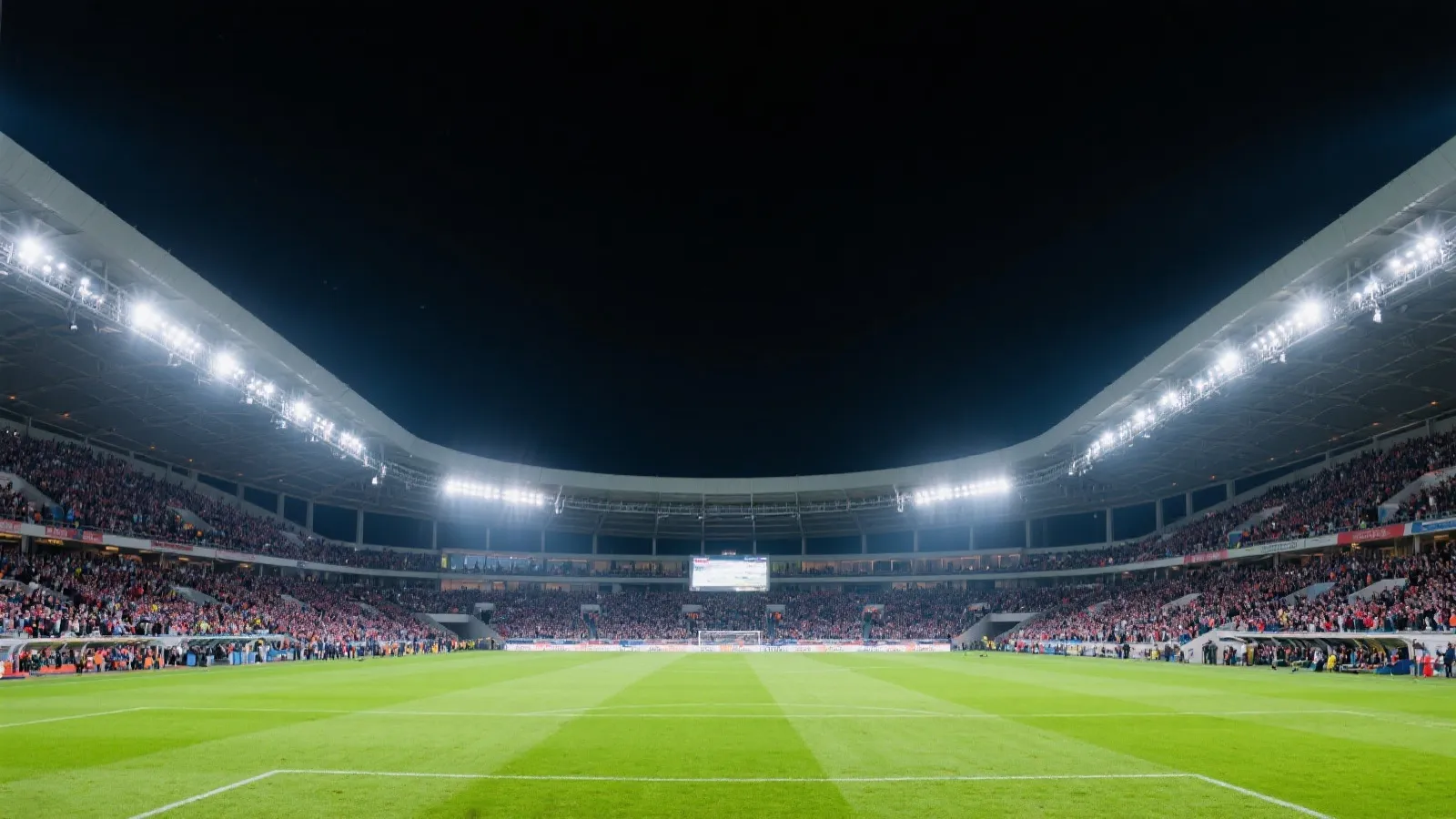 体育场夜景与聚光灯